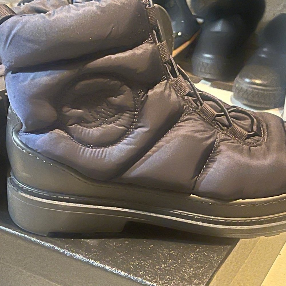 Navy Blue Nylon Chanel Boots